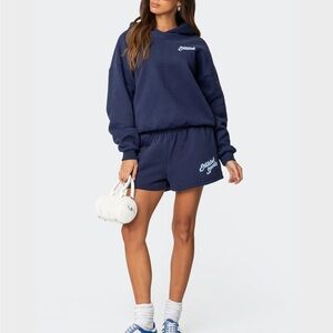 Edikted Navy Athletic Shorts